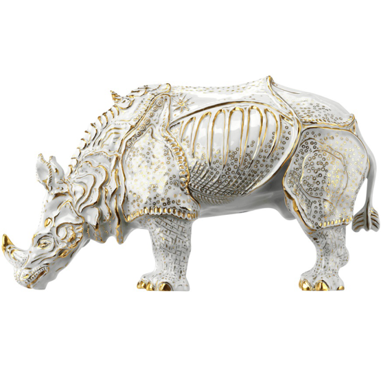 Benedict von hacht porzellanfigur gold staffierung reich rhinocerus